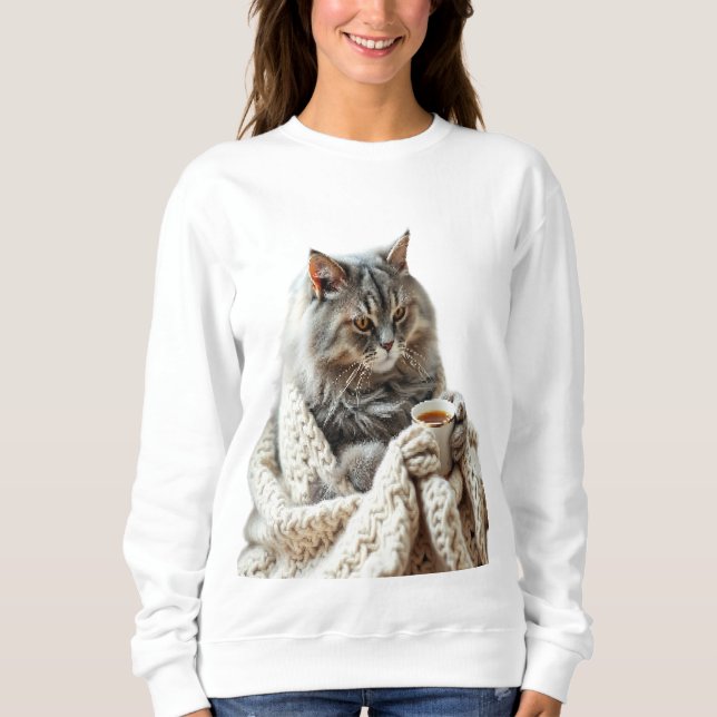 Enjoy Cat Winter Tea  Sweatshirt (Front)