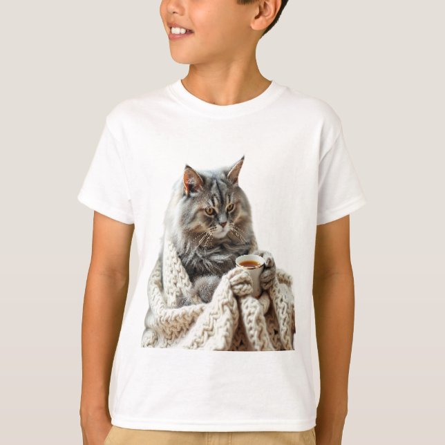Enjoy Cat Winter Tea  T-Shirt (Front)