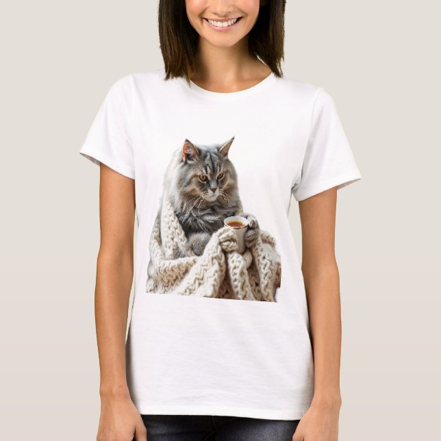 Enjoy Cat Winter Tea  T-Shirt (Front)