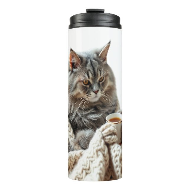 Enjoy Cat Winter Tea  Thermal Tumbler (Front)