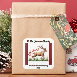Enjoy Christmas With a Playful Reindeer! Square Sticker