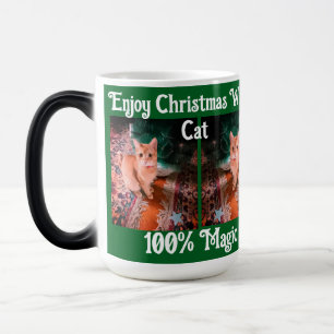 Enjoy Christmas With Cat Photo text customize Color Morph Mug