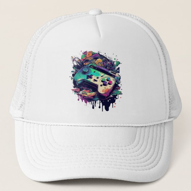 Enjoy Comfort and Entertainment with the Pillow  Trucker Hat (Front)