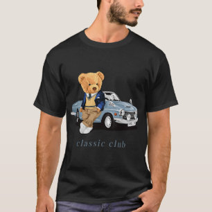 Enjoy Cool Teddy Bear With Classic Car Graphic Des T-Shirt