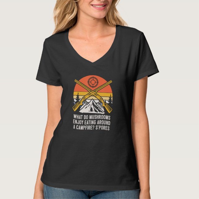 Enjoy Eating Around a Campfire Mushroom  Camping T-Shirt (Front)