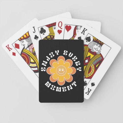 Enjoy Every Moment Retro Vintage Daisy Flower Mot Playing Cards