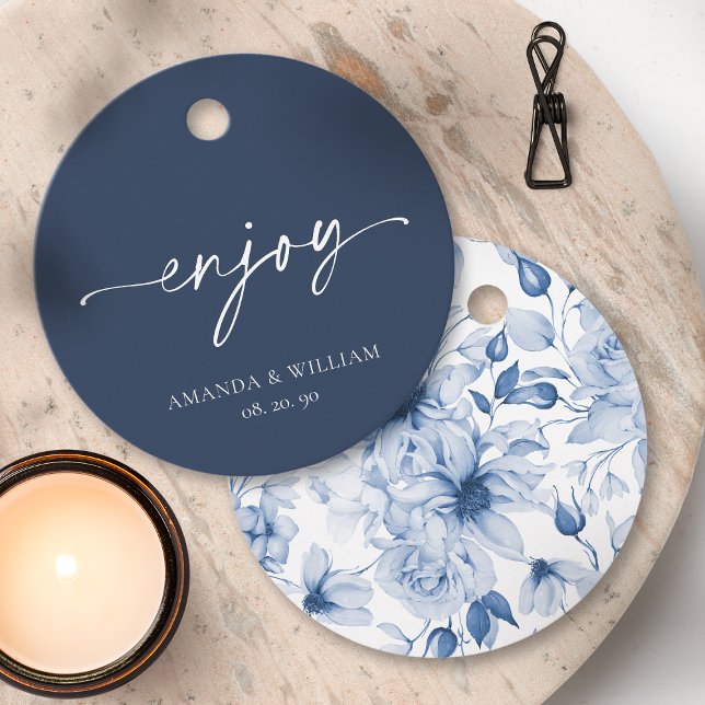 Enjoy Favor Tag – Navy & Blue Floral (Creator Uploaded)