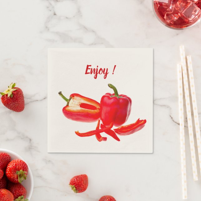 Enjoy fresh red pepper photo with text napkins (Insitu)