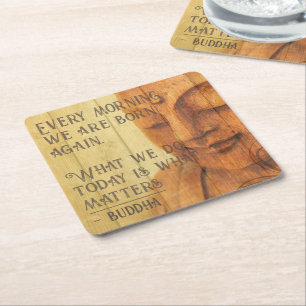 Enjoy Life Born Again Buddhism Encouragement Quote Square Paper Coaster