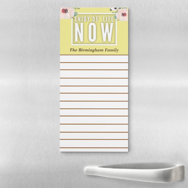 Enjoy Life Flowers To Do List Family Personalize  Magnetic Notepad (In Situ)