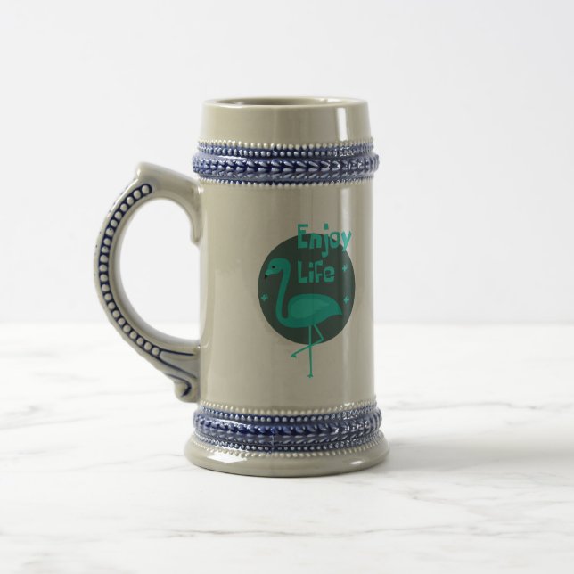 Enjoy life Kawaii beautiful flamingo blue & dark Beer Stein (Left)