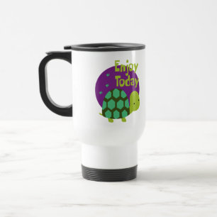Enjoy life Kawaii cute funny green turtle Travel Mug
