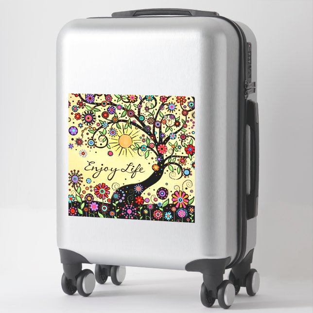 Enjoy Life Whimsical Tree Fun Cheerful Sticker (Suitcase)