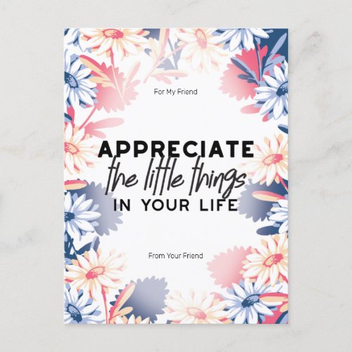 Enjoy little things quotes postcard