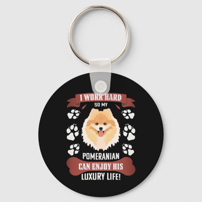 Enjoy Luxury Life, Pomeranian Keychain (Front)