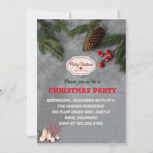 enjoy Merry Christmas Pine Tree Invitation