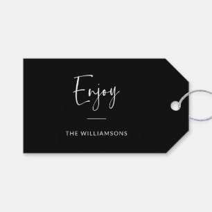 Enjoy Minimalist Typography Personalized Black Gift Tags