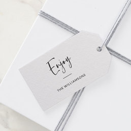 Enjoy | Minimalist Typography Personalized  Gift Tags