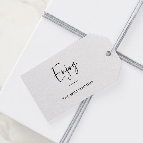 Enjoy  Minimalist Typography Personalized  Gift Tags
