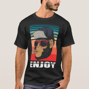 Enjoy Monkey Retro Cool Hipster Illustration T-Shirt