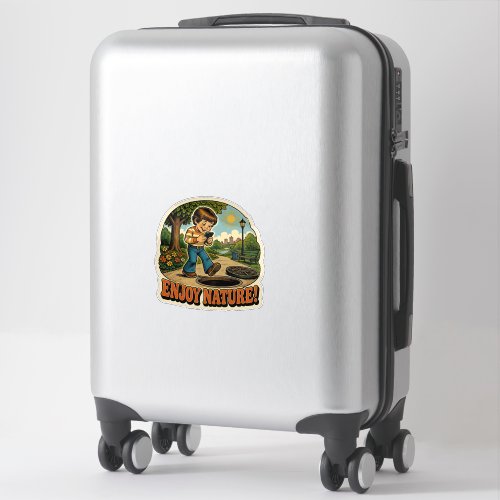 Enjoy Nature Funny Distracted Walking Retro Art Sticker