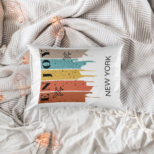 ENJOY NEWYORK, buildings, planes Traveling Accent Pillow