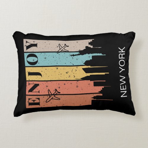 ENJOY NEWYORK buildings planes  Traveling  Accent Pillow