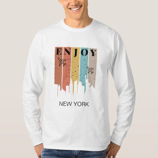 ENJOY NEWYORK, buildings, planes | Traveling  T-Shirt (Front)