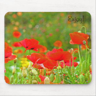 Enjoy! Poppy Flower Meadow mousepad Green Meadow