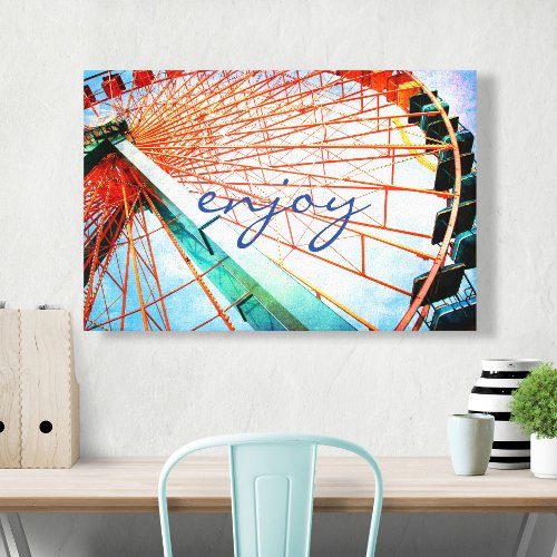 Enjoy Script Carnival Ferris Wheel Photo Bold Canvas Print