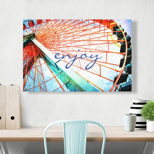Enjoy Script Carnival Ferris Wheel Photography Canvas Print (Creator Uploaded)