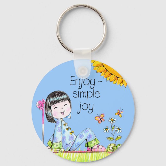 Enjoy - Simple Joy keychain blue background (Front)