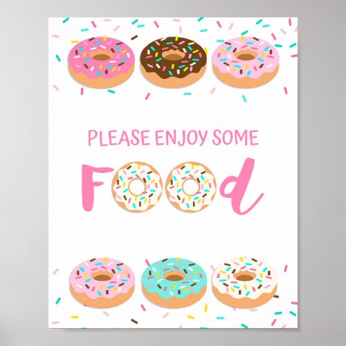 Enjoy Some Food Pink Donut Sprinkle Table Sign
