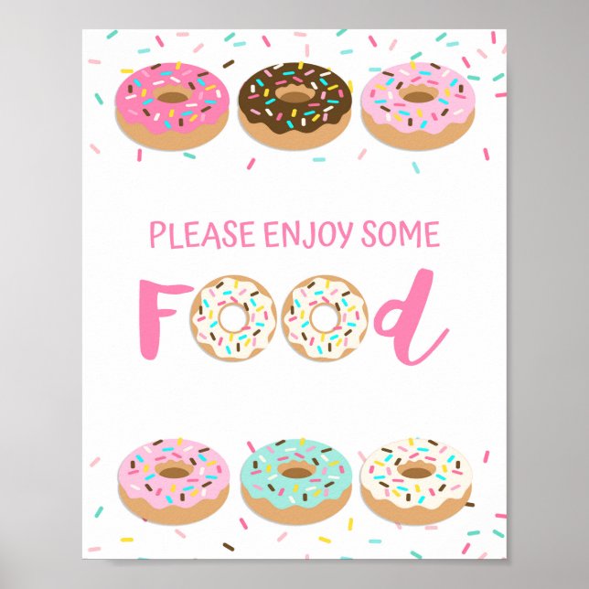 Enjoy Some Food Pink Donut Sprinkle Table Sign (Front)