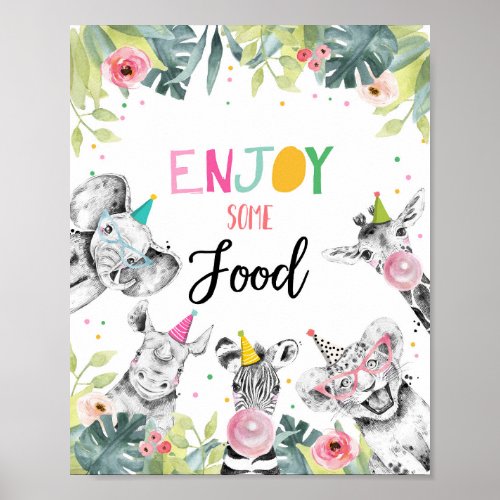 Enjoy Some Food Safari Party Animals Birthday Sign