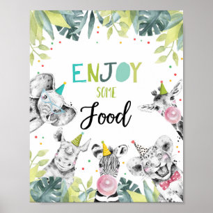 Enjoy Some Food Station Favor Boy Birthday Sign