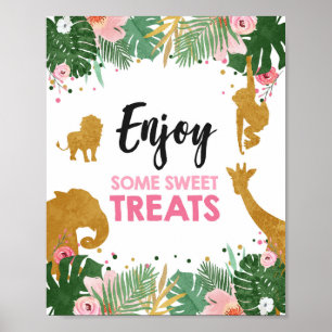 Enjoy Some Sweet Treats Safari Animals Birthday Poster