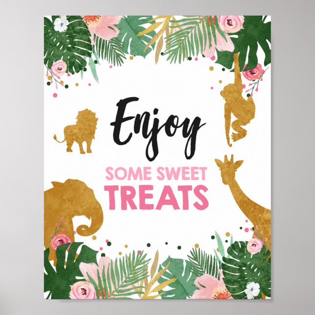 Enjoy Some Sweet Treats Safari Animals Birthday Poster (Front)