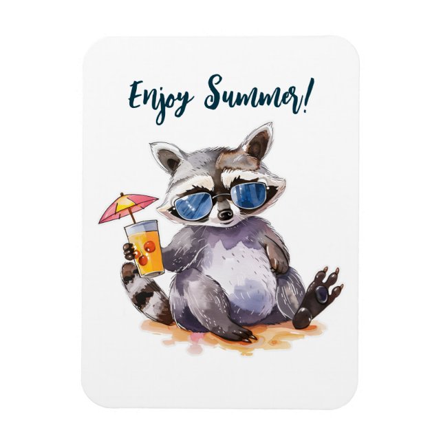 Enjoy Summer raccoon watercolor Magnet (Vertical)