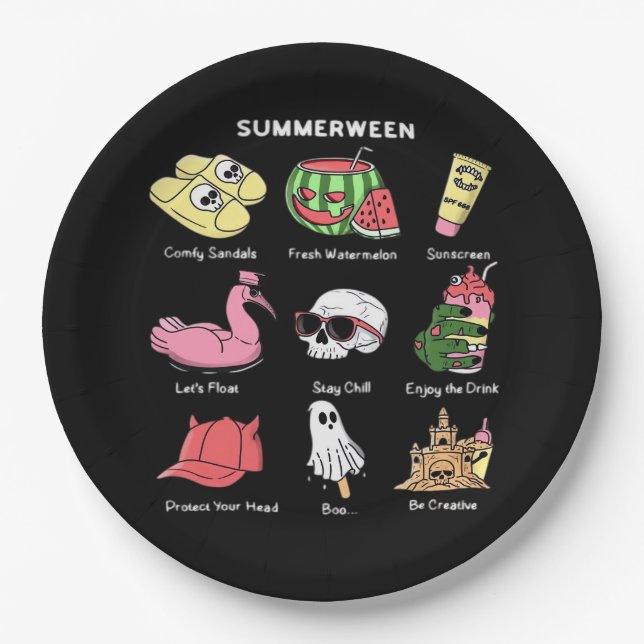 Enjoy Summerween Classic Paper Plates (Front)