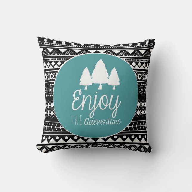 Enjoy The Adventure Boho Throw Pillow (Front)