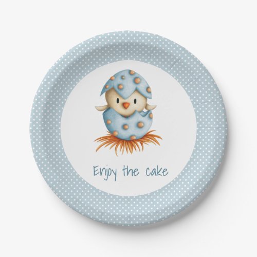 Enjoy the Cake Baby Bird Hatching Blue Egg Paper Paper Plates