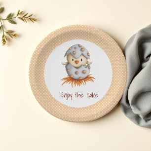 Enjoy the Cake White Polka Dot Baby Bird Hatching  Paper Plates