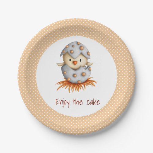 Enjoy the Cake White Polka Dot Baby Bird Hatching  Paper Plates