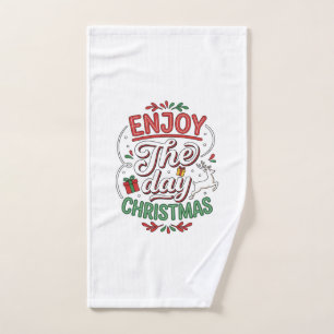Enjoy The Day Christmas Reindeer Gift Hand Towel