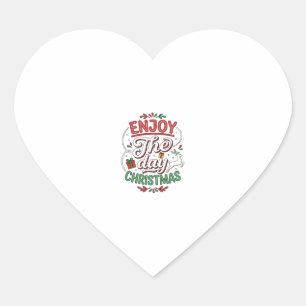 Enjoy The Day Christmas Reindeer Gift Heart Sticker