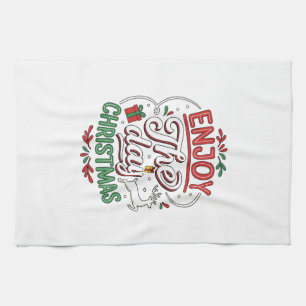 Enjoy The Day Christmas Reindeer Gift Kitchen Towel