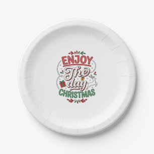 Enjoy The Day Christmas Reindeer Gift Paper Plates