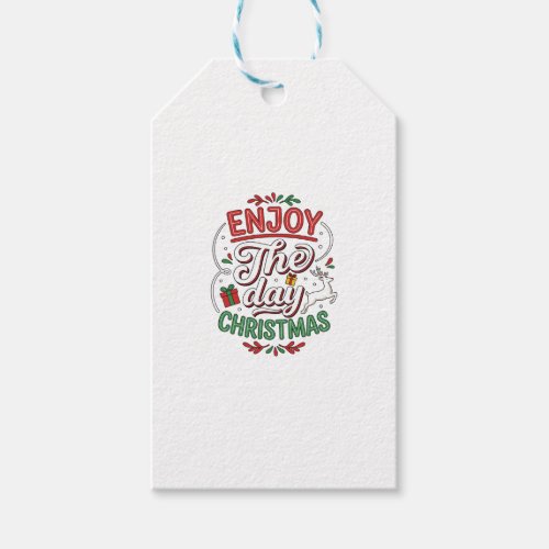 Enjoy The Day Christmas Reindeer Gift Tags