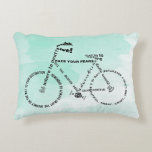 Enjoy The Journey Word Art Bicycle Over Watercolor Decorative Pillow at Zazzle